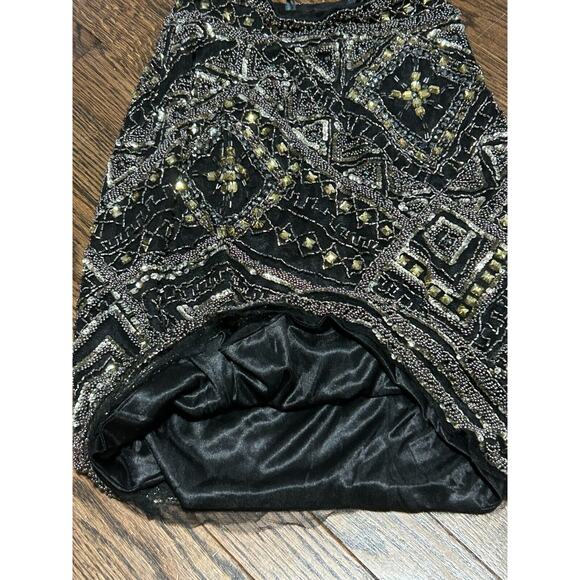 Vtg Sherri Hill Womens Black Embellished Beaded & Sequin Lined Mini Skirt Size 0 - Picture 3 of 11